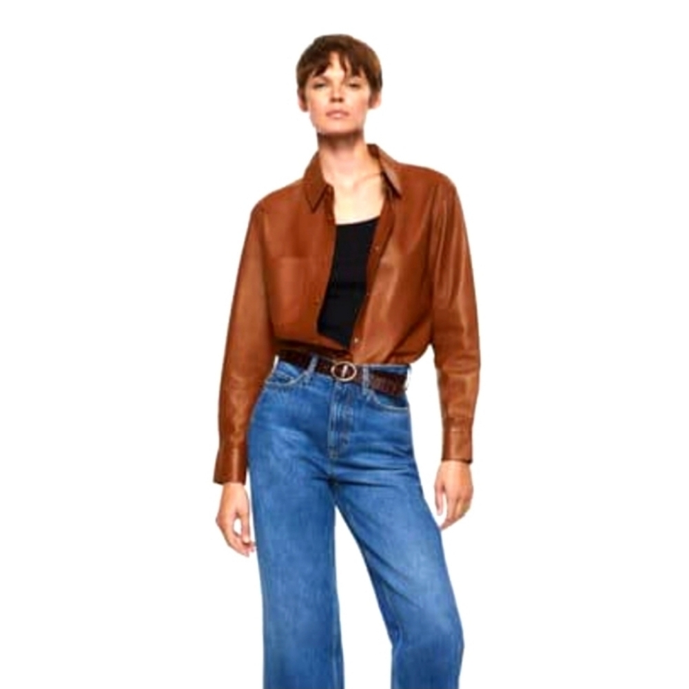 Mango Genuine Leather Jacket - Picture 8 of 14